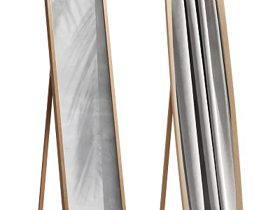 Modern Wooden Frame Floor Mirror With Sleek Surface And Minimalist Design 3d model