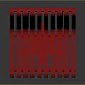 Red Slatted Outdoor Chair With Modern Metal Seat And Backrest Design