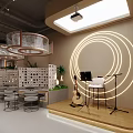 Stylish Shopping Mall Store With Glass Facade Offering Coffee Desserts Whiskey And Casual Dining