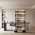 Modern study desk computer desk 3d model