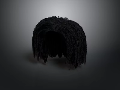 Woman Wearing Artistic Black Woven Textured Hat In Dark Stylish Aesthetic 3d model