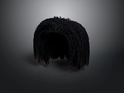 Woman Wearing Artistic Black Woven Textured Hat In Dark Stylish Aesthetic 3d model