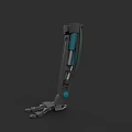 Mechanical Weapon Featuring Prosthetic Leg Design Metal Structure Blue Components And Foot
