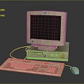Complete Vintage Desktop Computer System With CRT Monitor Tower Keyboard And Mouse