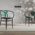 Green Velvet Leisure Chairs With Black Metal Frame And THONET Design Shadow Pattern