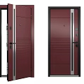 Maroon Security Door Design With Open And Closed States Metal Frame And Security Features 3d model