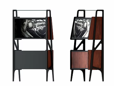 Modern Entryway And Side Cabinet Design With Metal Frame And Wooden Panels 3d model