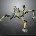 Mechanical Spider Creature Design With Teal Body Yellow Legs And Decorative Patterns 3d model