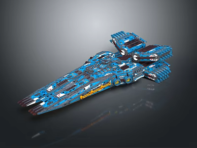 Futuristic Blue Cosmic Spaceship Model Featuring Detailed Interstellar Design And Structural Elements 3d model