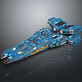 Futuristic Blue Cosmic Spaceship Model Featuring Detailed Interstellar Design And Structural Elements 3d model