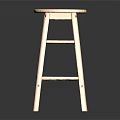 Wooden Bar Stool With Light Colored Round Seat And Crossed Leg Structure