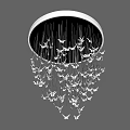 Modern Stylish Ceiling Light With Silver Crystal Butterfly Hanging Decorations 3d model