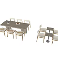 Modern Light Wood Dining Table Set With Simple Design Chairs And Versatile Seating 3d model
