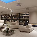 Modern Basement Living Space With Sofa Chair Storage And Skylight