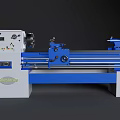 Industrial Lathe Machine Blue And White With Headstock Tailstock And Bed