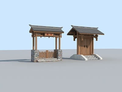 Chinese-style gate patio door head model