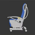 Ergonomic Comfortable Blue Medical Chair With Wheels Armrests And Adjustable Backrest