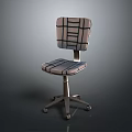 Modern Checkered Pattern Chair with Backrest Seat Cushion and Metal Base Wheels