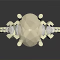 Elegant Gold Ring With Large Central Gemstone And Small Accent Stones 3d model