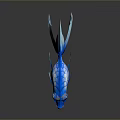 Animated Blue Fish Character 3D Model With Purple Eyes Red Lips And Shiny Scales