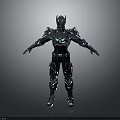 Futuristic Character Wearing Blue Silver Armor With Intricate Design Standing Pose 3d model