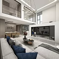 Modern Loft Living Room With Sofa And Chandelier