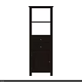 Elegant Dark Brown Wooden Decorative Cabinet With Glass Doors And Drawers