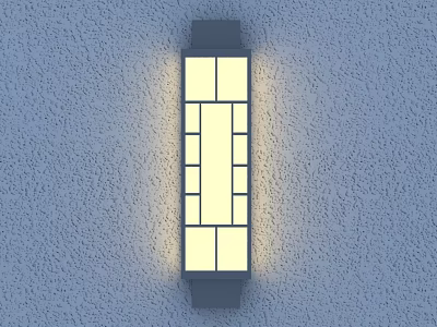Modern Rectangular Glass Panel Wall Lamp Illuminated On Gray Textured Wall 3d model