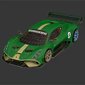 High Performance Brabham BT62 Green Racing Car With Gold Stripes Number 12 Rear Wing