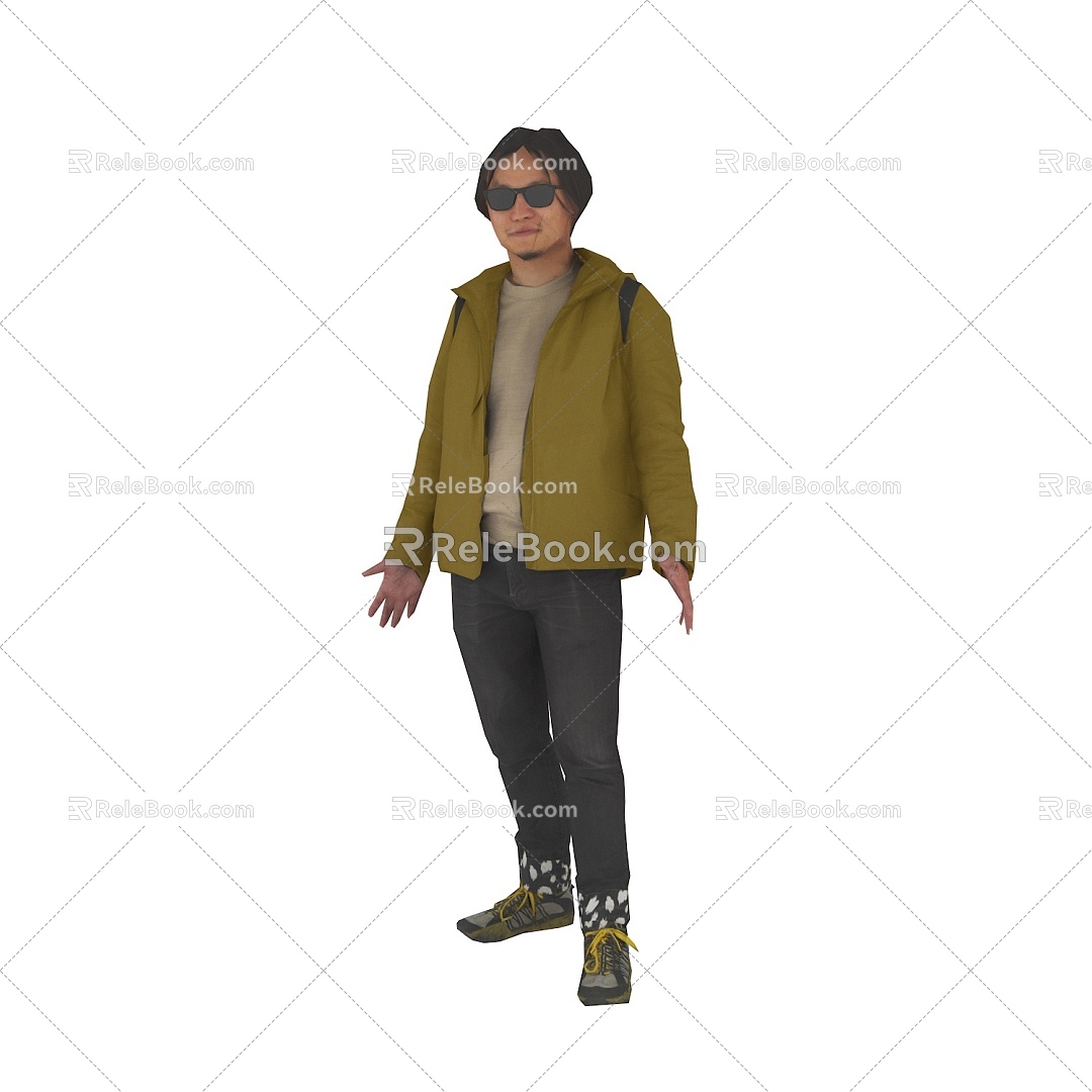 Standing foreign men in spring and summer costumes 3d model