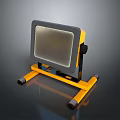 Yellow And Gray Portable Floodlight With Sturdy Stand For Outdoor Illumination
