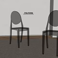Elegant POLIFORM Transparent And Red Acrylic Dining Chairs In Minimalist Room