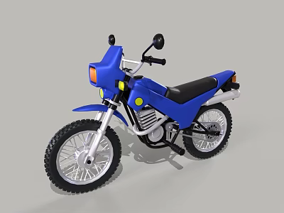 Blue Off Road Motorcycle With Black Seat Silver Wheels And Yellow Accents 3d model
