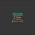 Decorative Ornament Set With Wooden Cart And Green Spiky Crystals