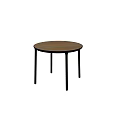 Modern Minimalist Round Dining Table With Light Colored Surface And Black Legs