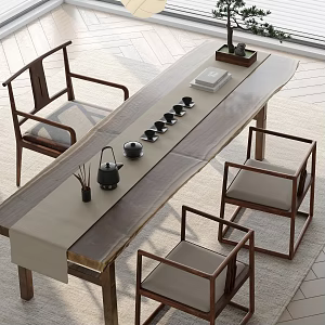 Tea Table and Chair Tea Set 3d model