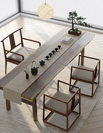 Tea Table and Chair Tea Set 3d model