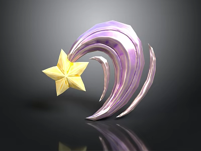 Unique Furniture Accent With Yellow Star And Purple Wavy Design Details 3d model