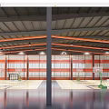 Spacious Indoor Basketball Gym With Multiple Hoops Steel Roof And Large Windows