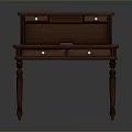 Traditional Dark Wood Desk With Drawers Sturdy Legs And Smooth Tabletop Design