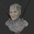 Sci Fi Game Movie Character With Black Mechanical Tentacles Green Accent And Textured Skin