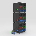 Black Multilayer Electronic Control Panel With Colorful Red Green Blue Knobs 3d model