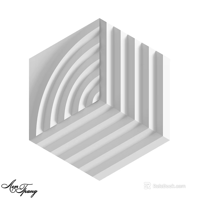 Modern White Wall With 3D Geometric Patterns And Curved Stripes Design 3d model 