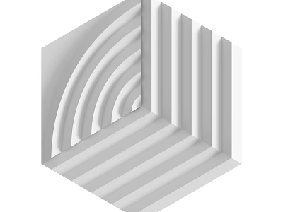 Modern White Wall With 3D Geometric Patterns And Curved Stripes Design 3d model