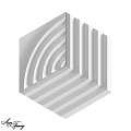 Modern White Wall With 3D Geometric Patterns And Curved Stripes Design