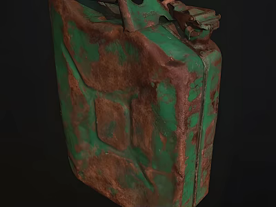 Rusty Green Industrial Fuel Canister With Aged Metal Surface For Storage Use 3d model