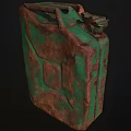 Rusty Green Industrial Fuel Canister With Aged Metal Surface For Storage Use