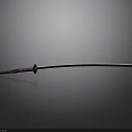 Traditional Japanese Samurai Sword With Black Red Sheath And Polished Steel Blade