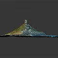 3D Island Model Display With Blue Water Green Terrain And Lighthouse Structure 3d model