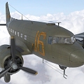 U.S. Air Force Transport Aircraft C47 Air Train with Interior Cockpit Cabin Wings Can Swing Alone 3d model